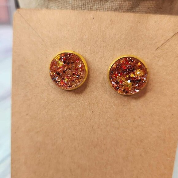 ✨ Handmade Resin Druzy Earrings – Autumn Sparkle ✨ - Picture 5 of 9